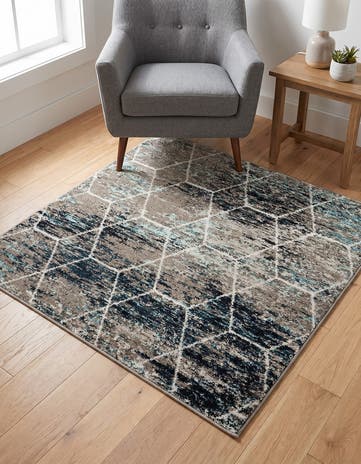 4' x 4' Lattice Frieze Square Rug