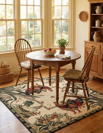 Cream Pastoral Square Rug
