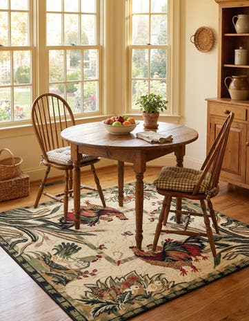 Cream Pastoral Square Rug