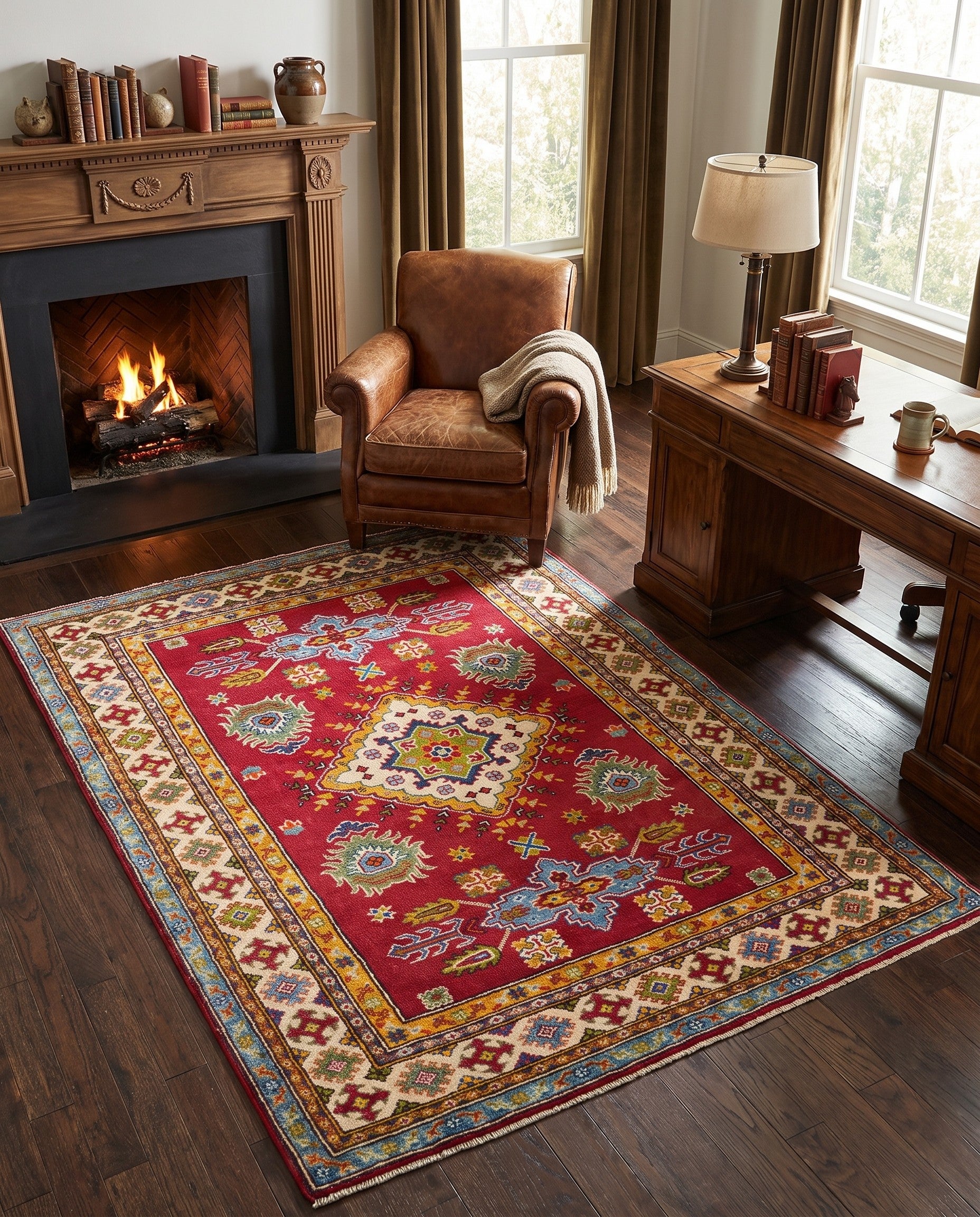 4' 3 x 5' 7 Hand Knotted Kazak Rug