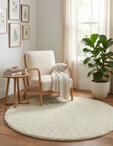 6' x 6' Solid Shag Round Rug