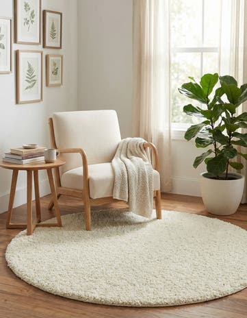 6' x 6' Solid Shag Round Rug