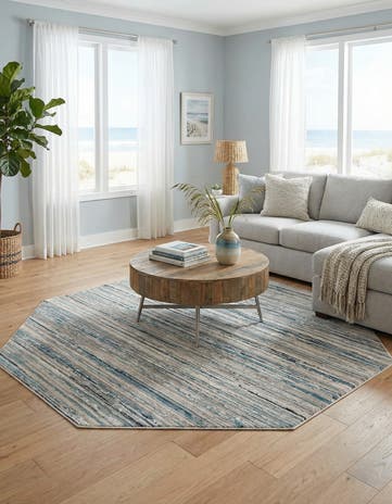 Ivory and Blue Finsbury Octagon Rug