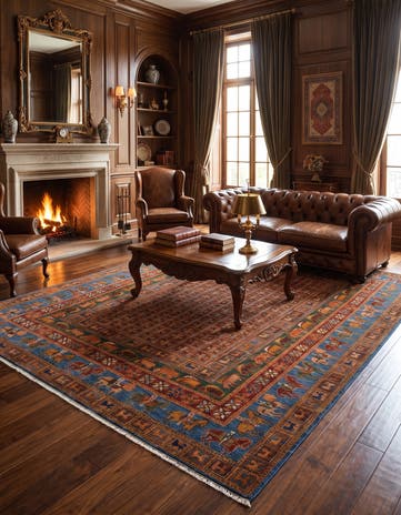 6' 11 x 10' 4 Hand Knotted Kazak Rug