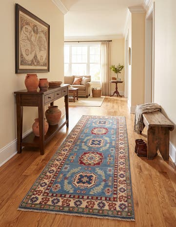80cm x 195cm Hand Knotted Kazak Runner Rug