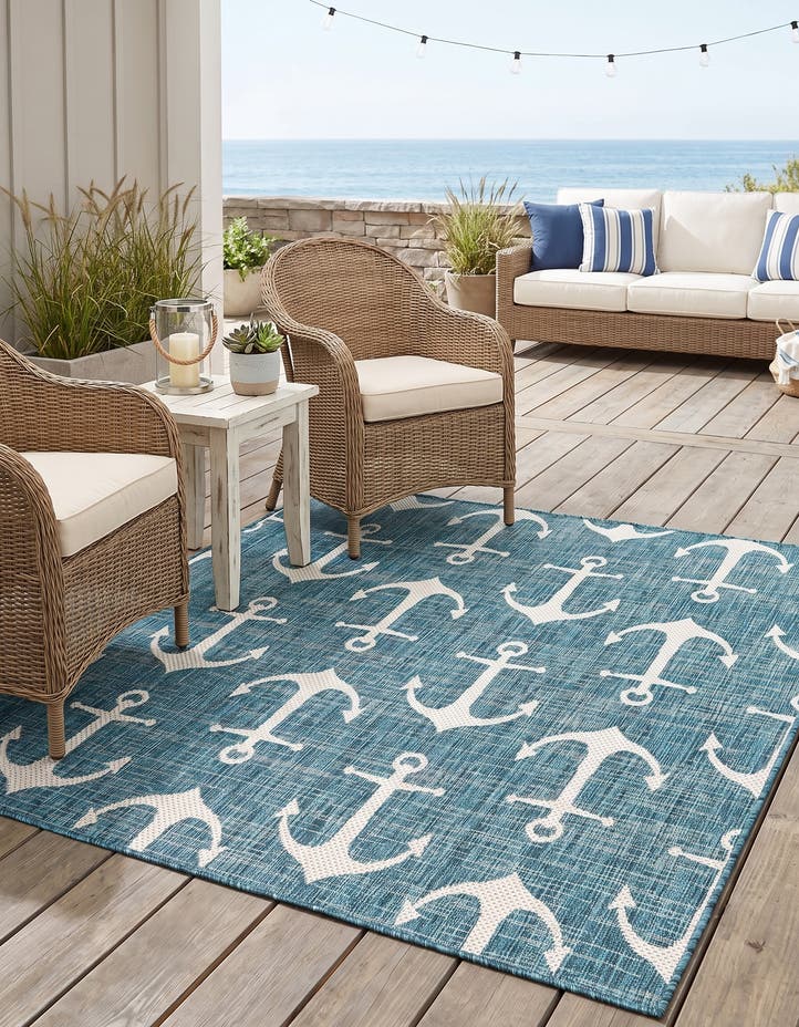 5' 3 x 5' 3 Easy-Clean Coastal Indoor / Outdoo...