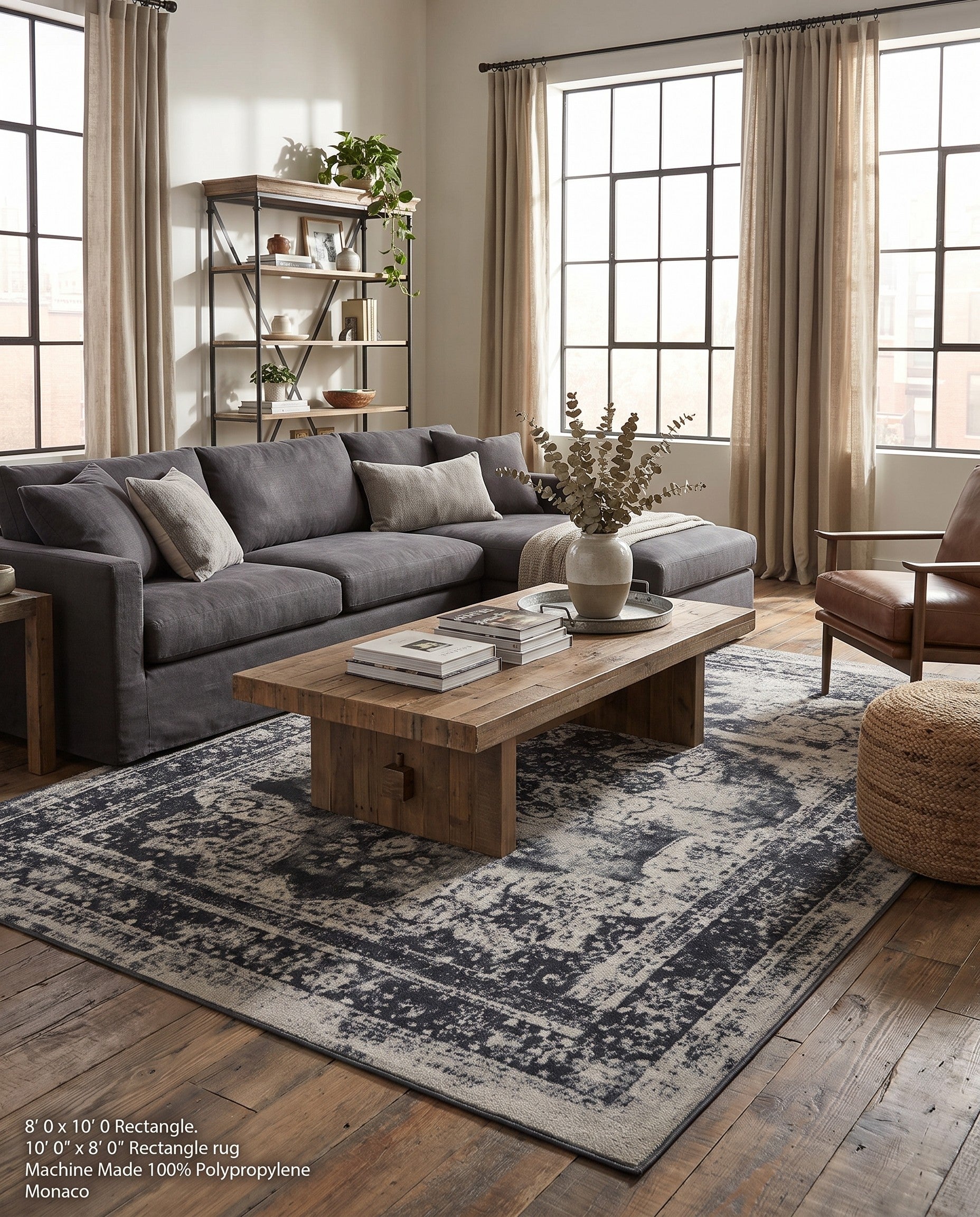 Slate Blue and Ivory Monte Carlo Rug