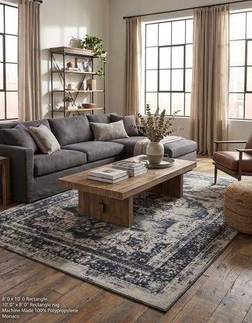 Slate Blue and Ivory Monte Carlo Rug