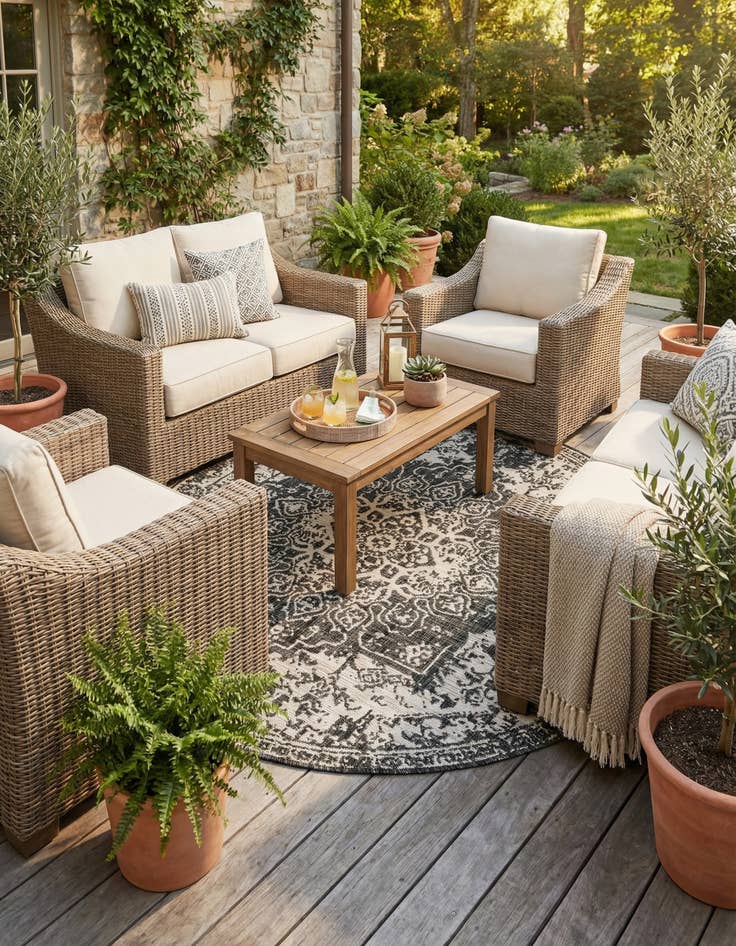 Detail image of 6' 7 x 6' 7  Washable Jill Zarin Dubai Indoor / Outdoor Round Rug