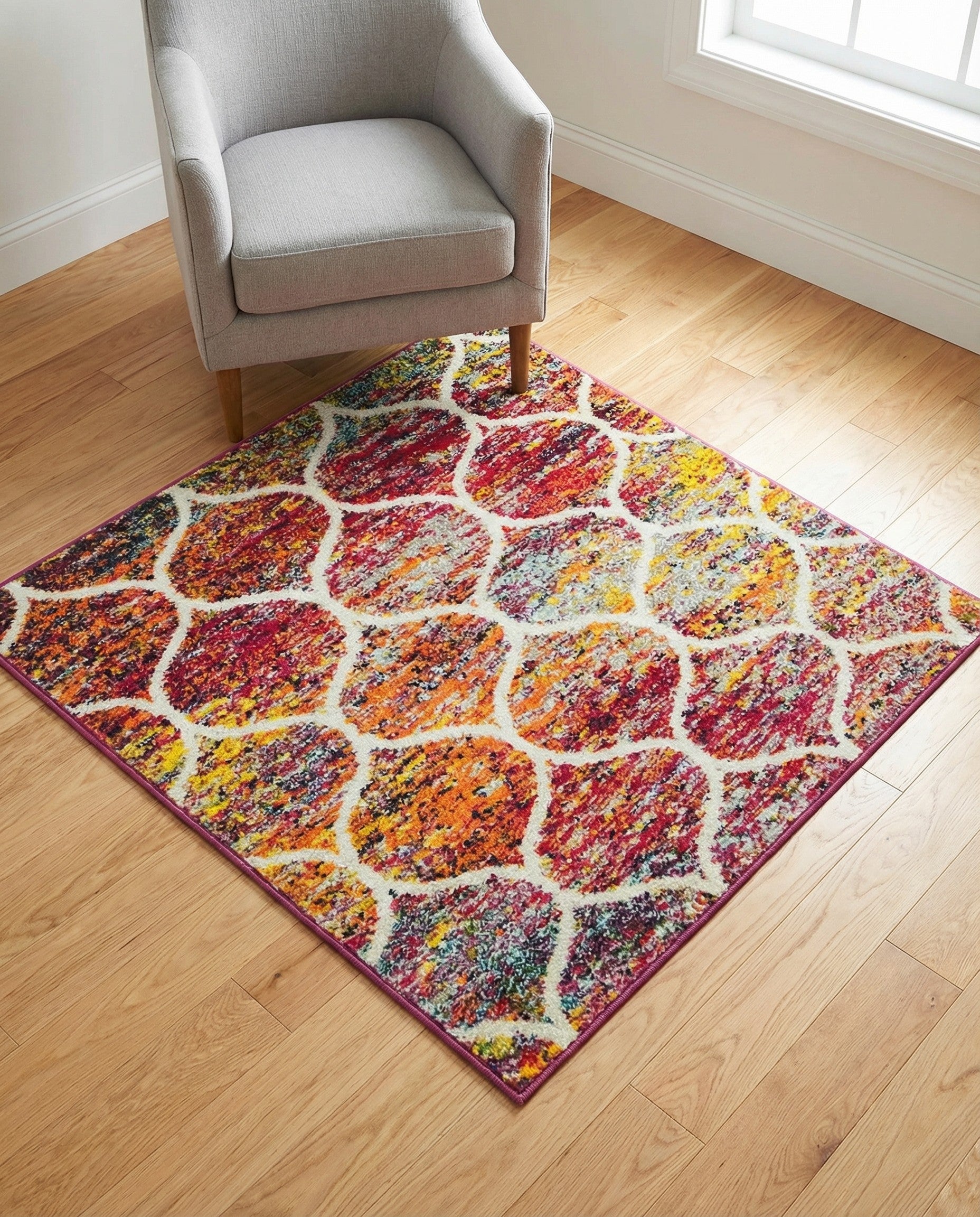 3' x 3' Trellis Frieze Square Rug