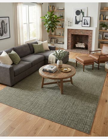 Vintage Army Green Textura Designer Rug