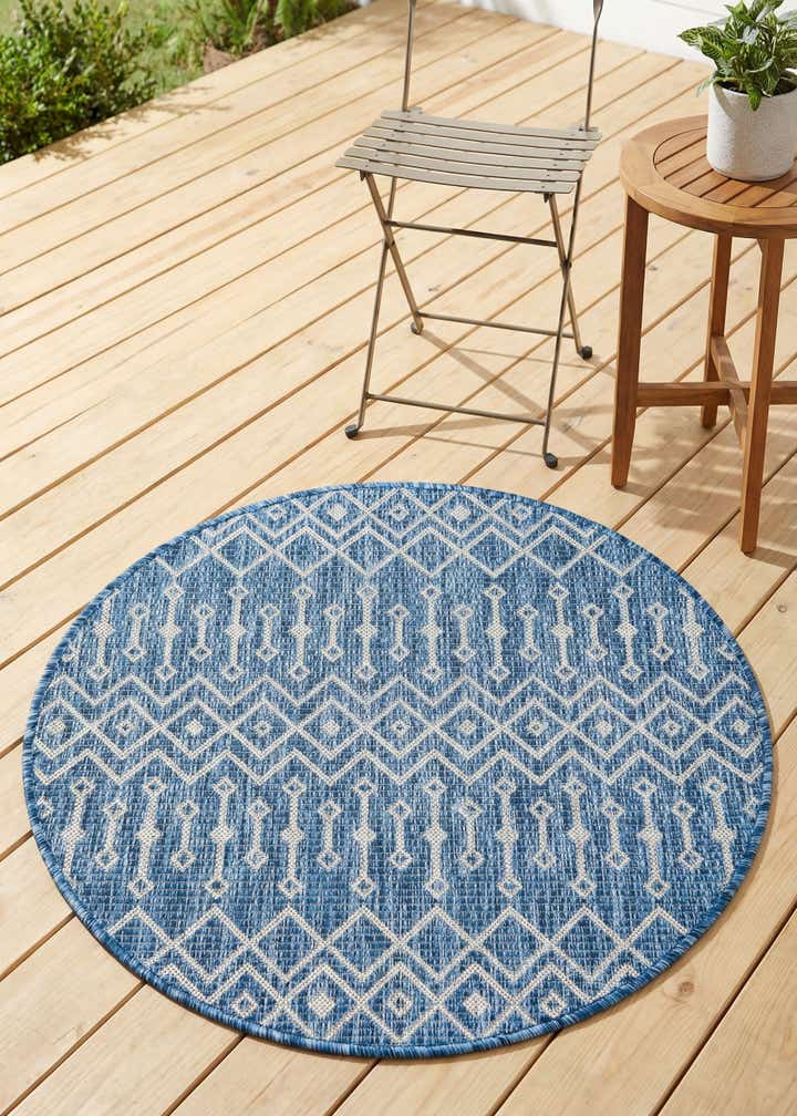 3' x 3' Easy-Clean Trellis Indoor / Outdoor Round Rug