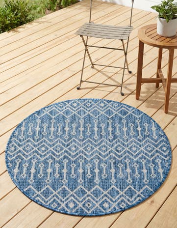 3' x 3' Easy-Clean Lattice Indoor / Outdoor Round Rug