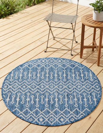 3' x 3' Easy-Clean Lattice Indoor / Outdoor Round Rug