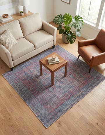 Rust Blue Washable Sisu Square Rug