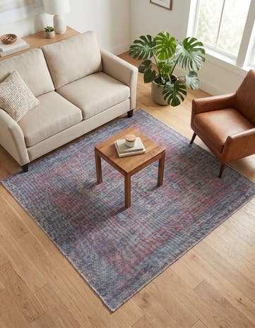 Rust Blue Washable Sisu Square Rug
