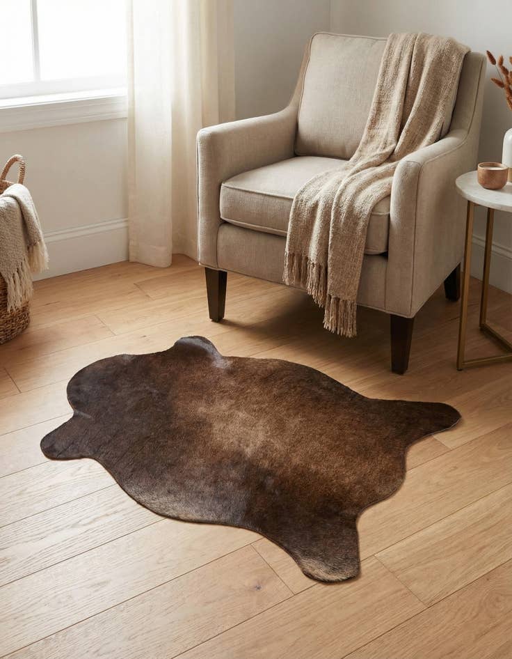 Detail image of 2' 2 x 2' 11 Cowhide Leather Rug