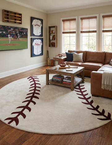 Ivory Sports Washable Round Rug