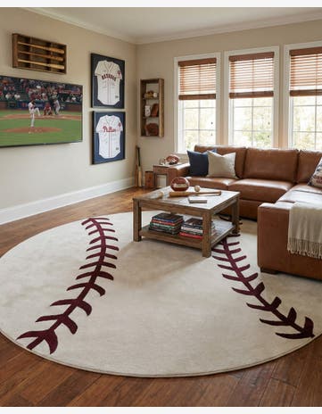 Ivory Sports Washable Round Rug