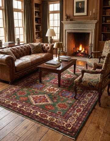 5' 8 x 8' 6 Hand Knotted Kazak Rug