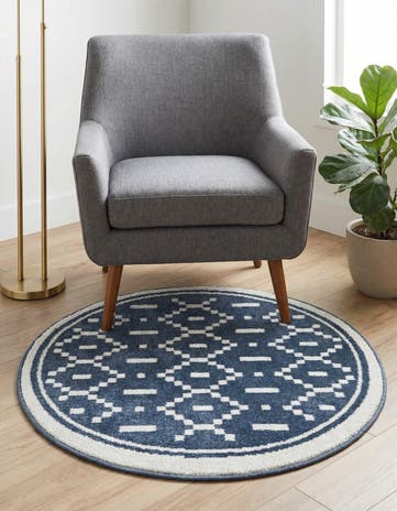 Blue Oslo Round Rug