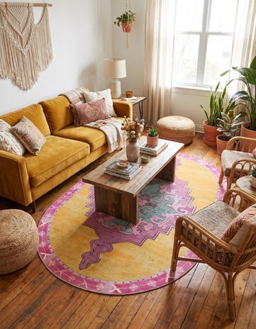 4' x 6' Washable Timeless Oval Rug