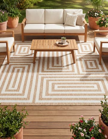 7' 10 x 7' 10 Easy-Clean Modern Indoor / Outdoor Square Rug