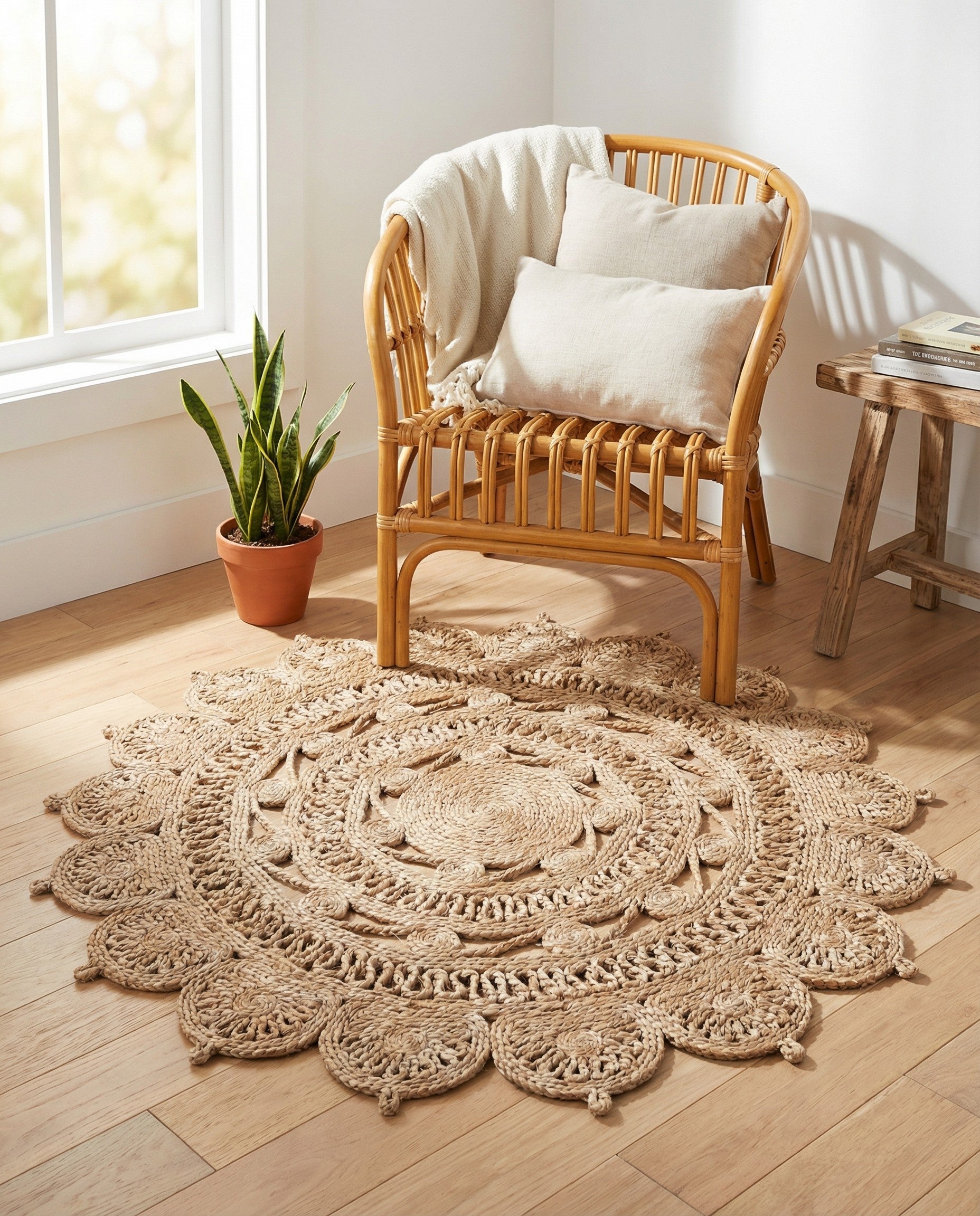 3' 1 x 3' 1  Hand Braided Jute Round Rug