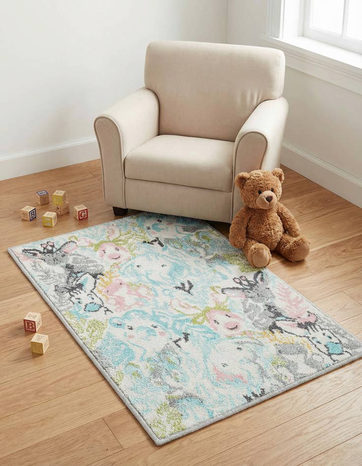Detail image of 2' 2 x 3' Animals Whimsy Kids Rug