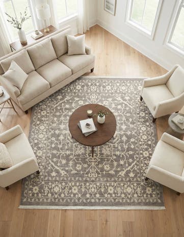 Light Gray Modern Classical Square Rug