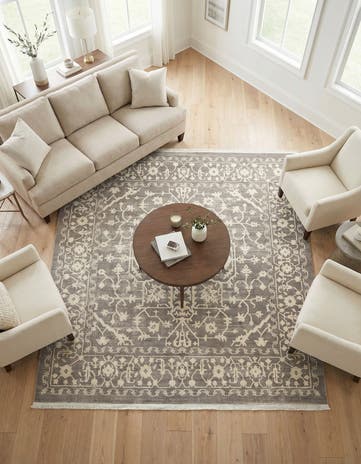Light Gray Modern Classical Square Rug