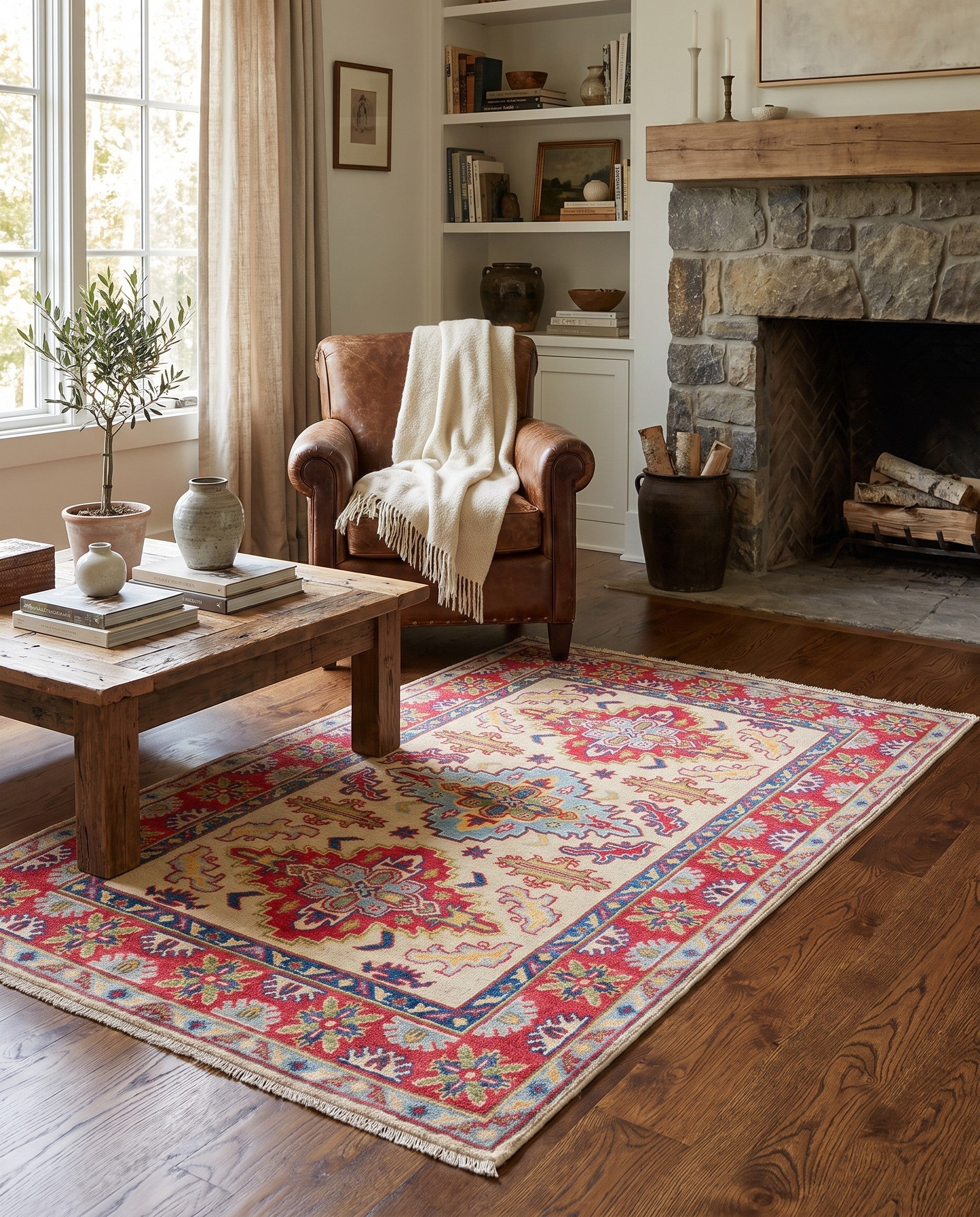 3' 5 x 5' 1 Hand Knotted Kazak Rug