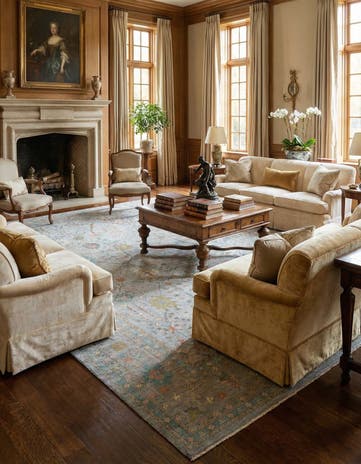 13' 2 x 17' 8 Hand Knotted Oushak Wool Rug