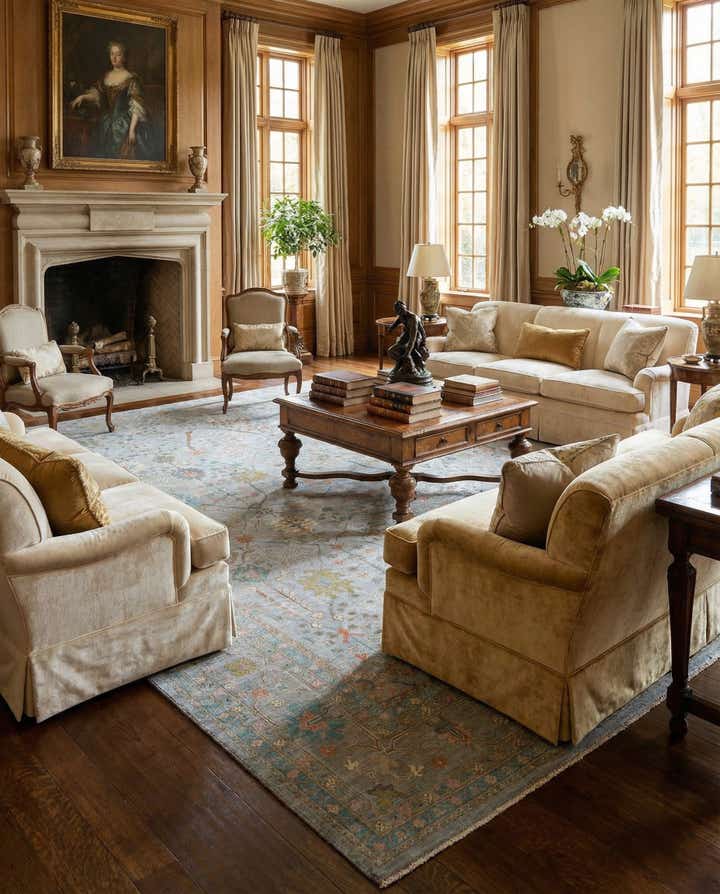 13' 2 x 17' 8 Hand Knotted Oushak Wool Rug