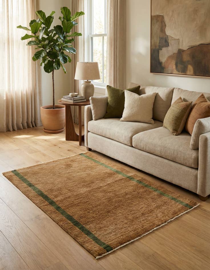 Detail image of 3' 2 x 4' 6 Hand Knotted Modern Ziegler Wool Rug