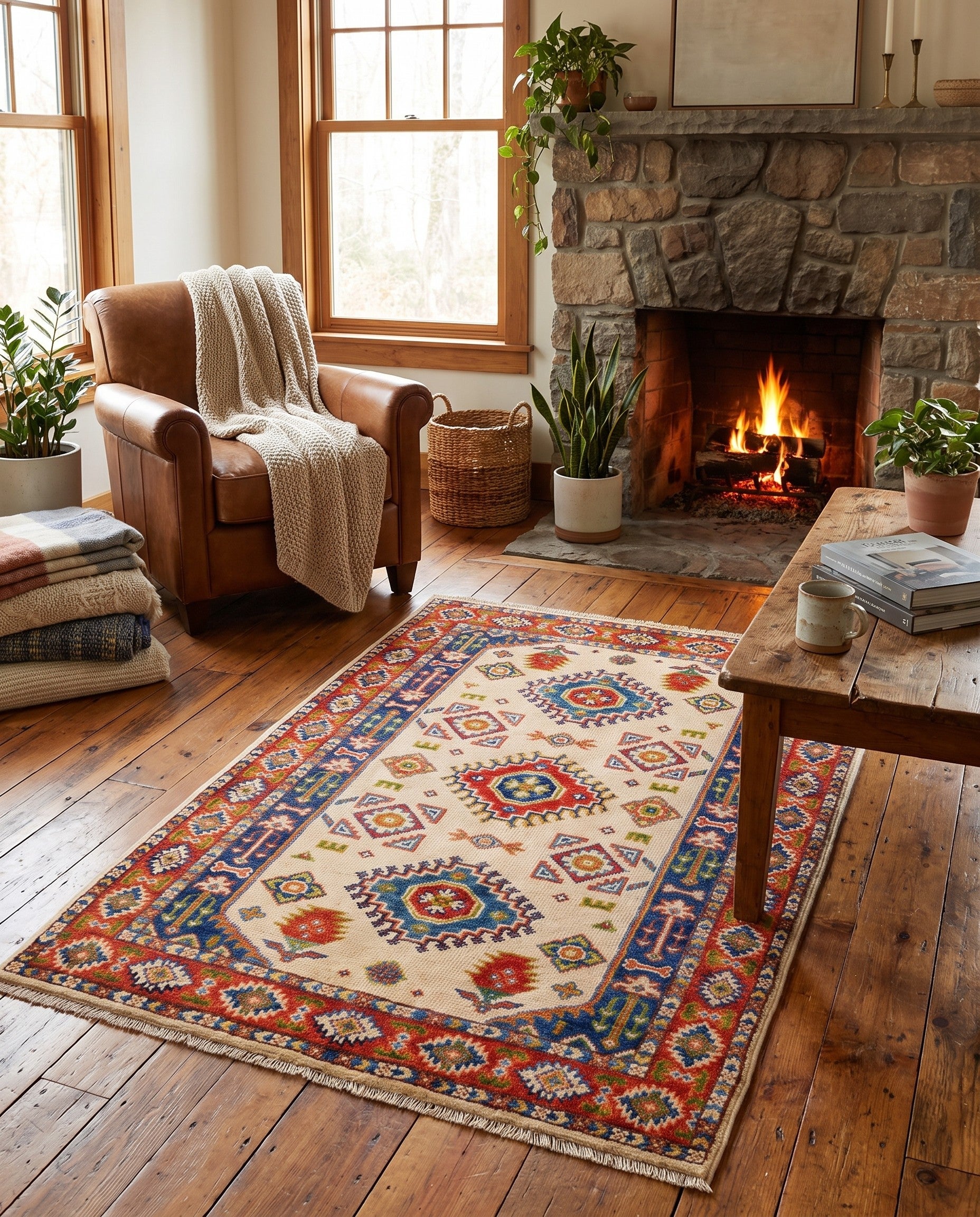2' 9 x 4' Hand Knotted Kazak Rug