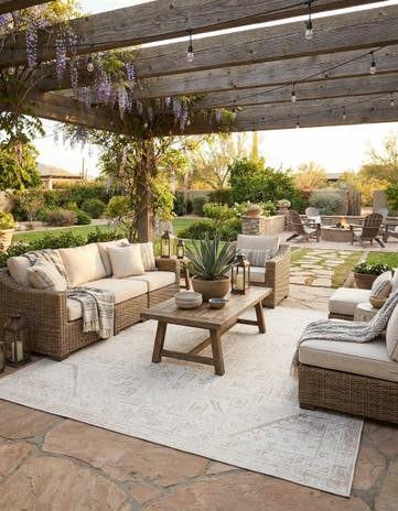 10' x 10' Easy-Clean Aztec Indoor / Outdoor Square Rug