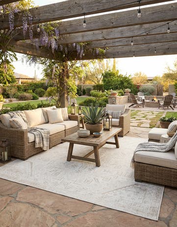 10' x 10' Easy-Clean Aztec Indoor / Outdoor Square Rug