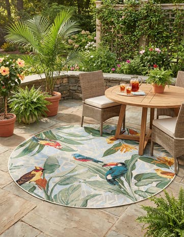 6' x 6' Easy-Clean Botanical Indoor / Outdoor Round Rug