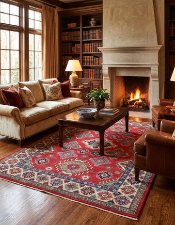 5' 7 x 8' 10 Hand Knotted Kazak Rug