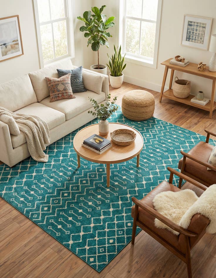 Detail image of 10' x 10' Moroccan Trellis Square Rug