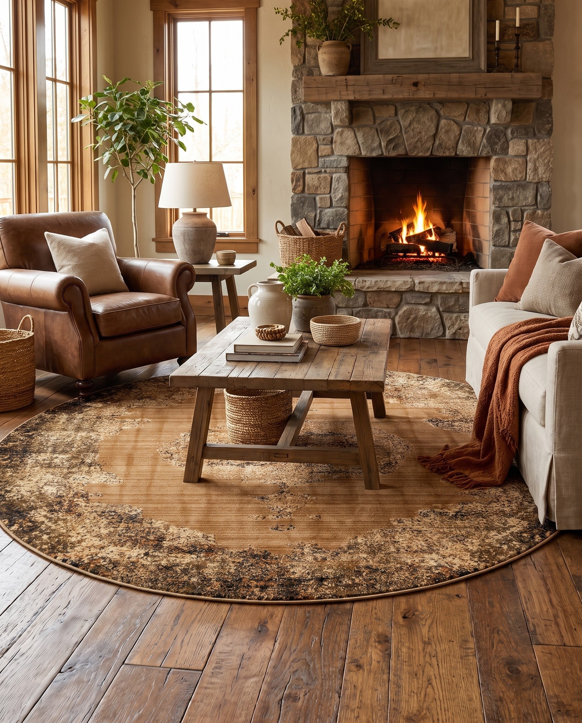 Light Brown Graham Round Rug