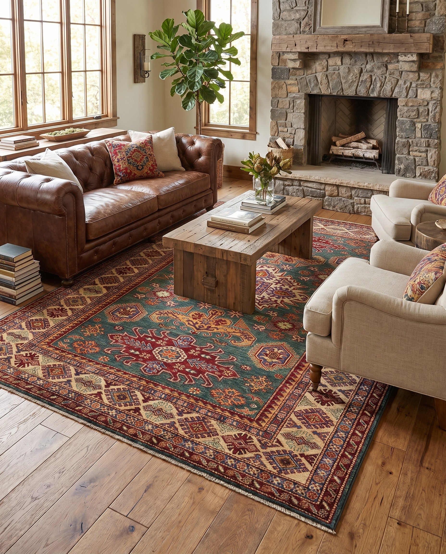 5' 9 x 8' Hand Knotted Kazak Rug