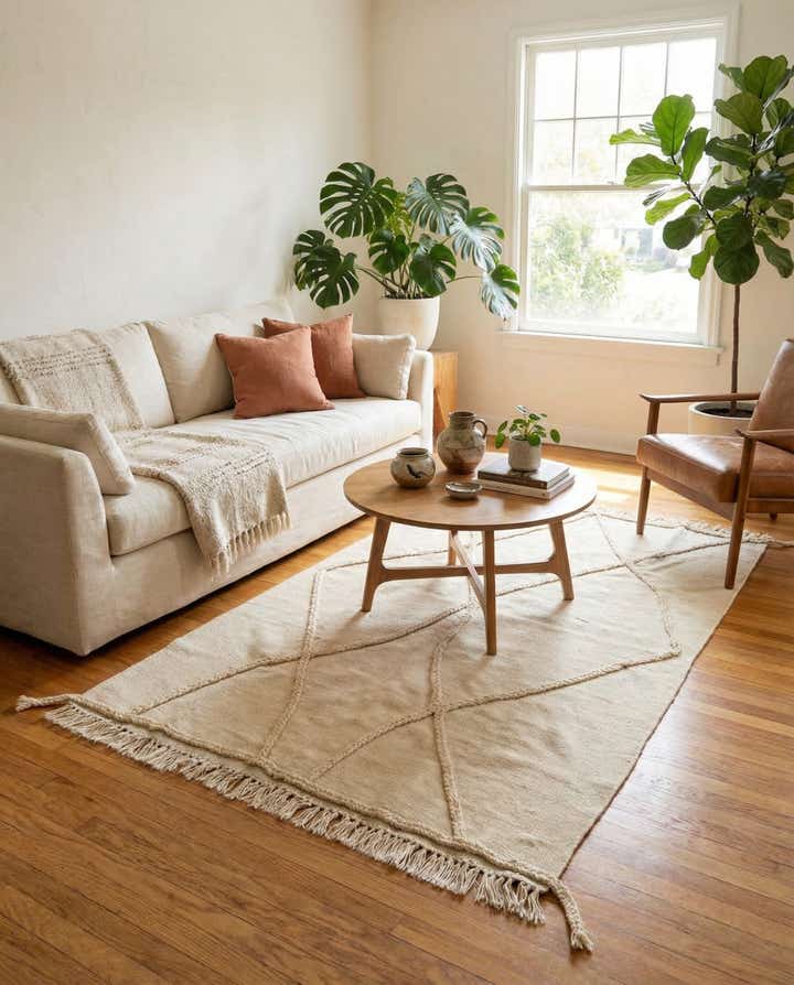 3' 4 x 5' 2 Hand Knotted Moroccan Wool Rug