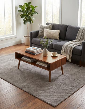 Steel gray WoolCraft Geometric Rug