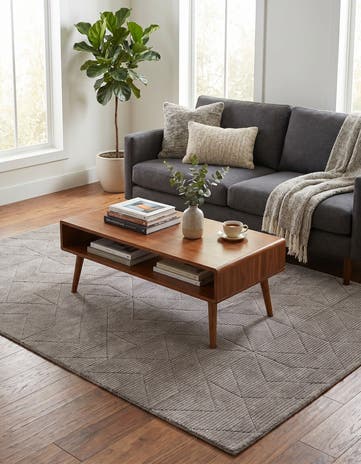 Steel gray WoolCraft Geometric Rug