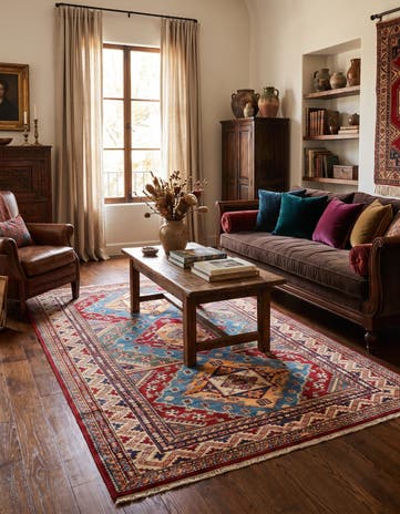 4' 9 x 7' 8 Hand Knotted Kazak Rug