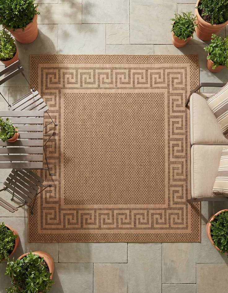 Detail image of 6' x 6' Easy-Clean Border Indoor / Outdoor Square Rug