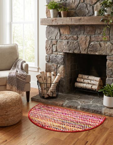 Hand Woven Chindi Chevron Hearth Rug