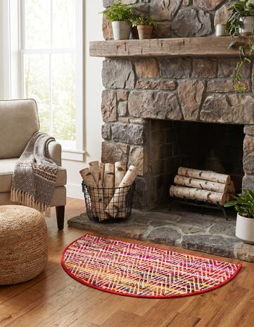 Hand Woven Chindi Chevron Hearth Rug